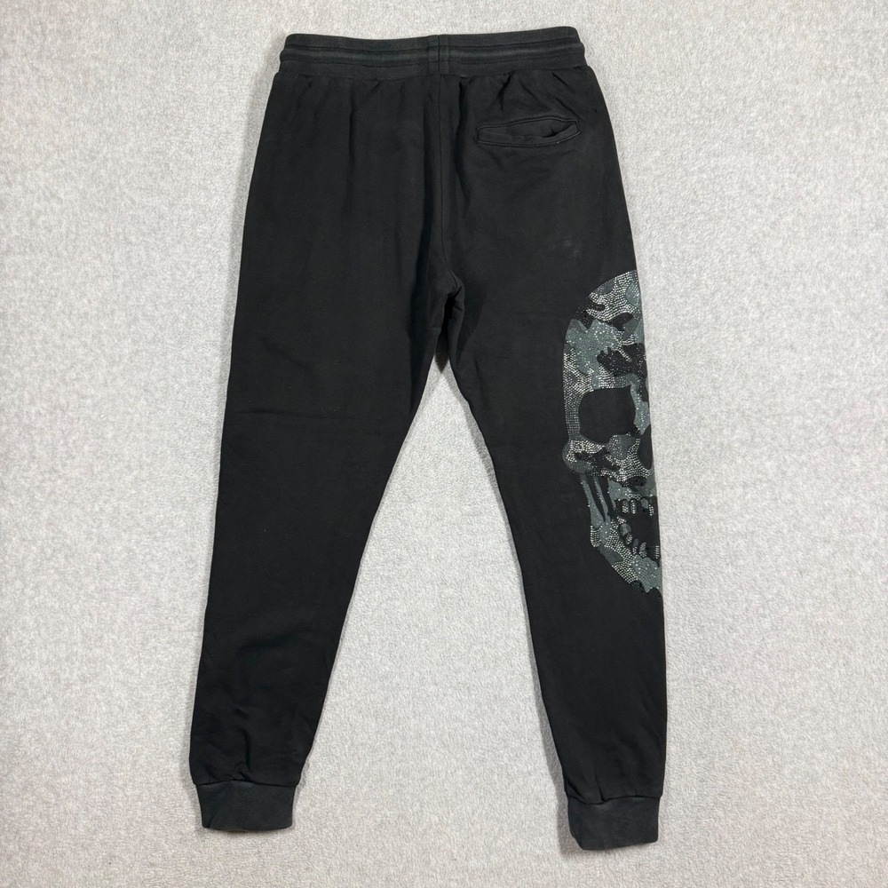 Hacker Plein Gothic Camo Rhinestone Skull Sweatpants Joggers Black - Size M - Picture 4 of 15